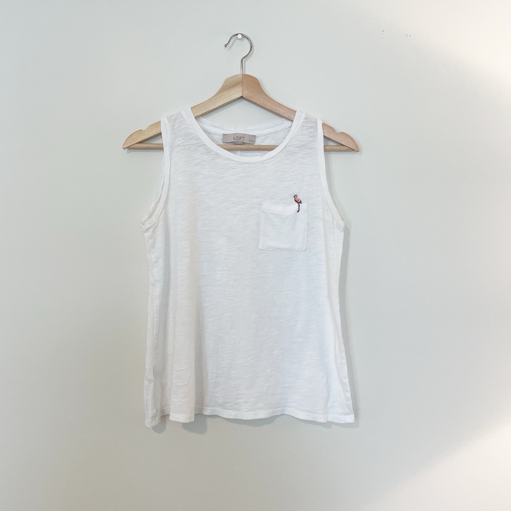 Sale! Loft White Flamingo Tank Top